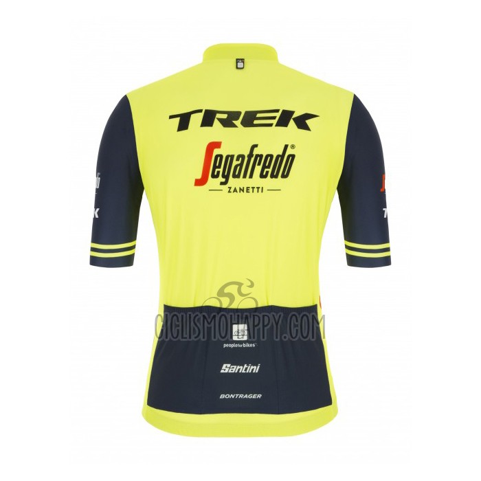 Trek Segafredo Cycling Jersey Bib Short 2021 Short Sleeve Yellow Deep Blue